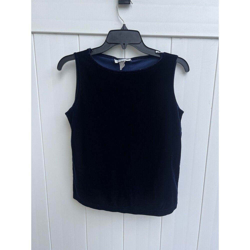 Impressions Of California Women's Royal Blue Velour Sleeveless Top Sz Small